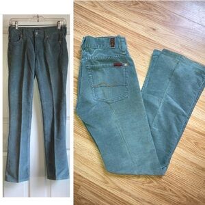 7 For All Mankind Corduroy Bootcut Jeans Sage Green sz 25